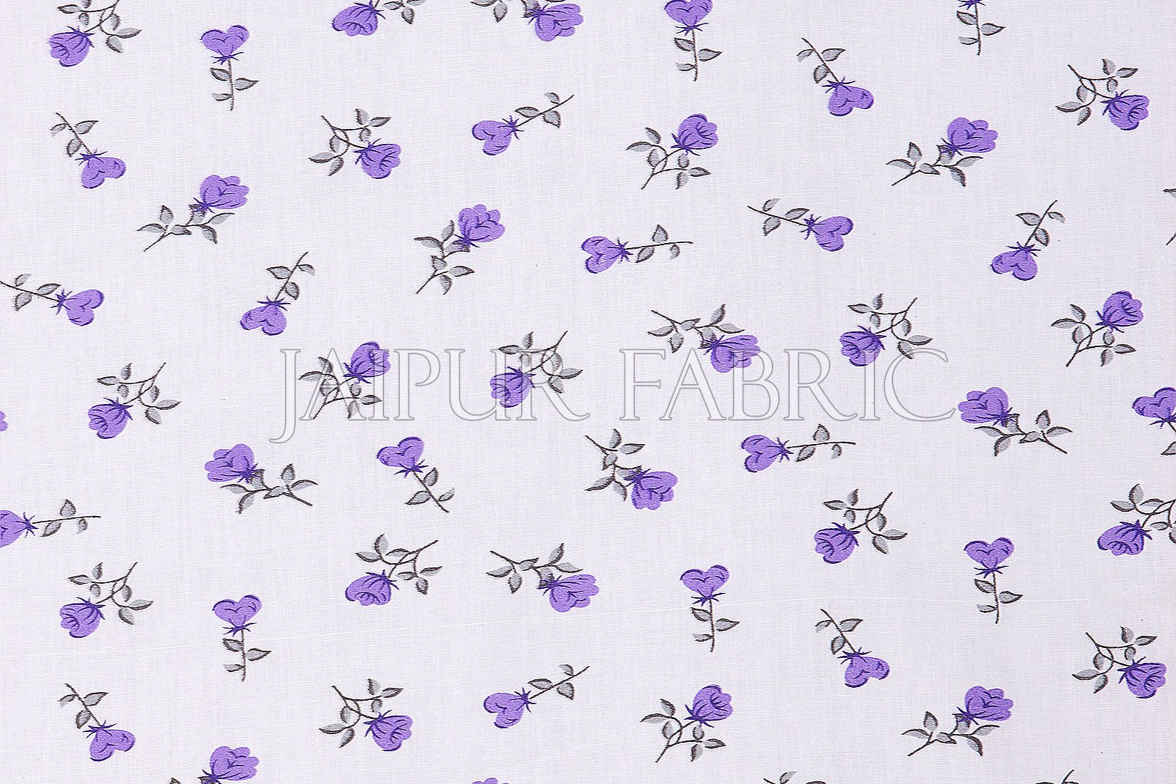 White Base Purple Floral Print Single Bed Dohar
