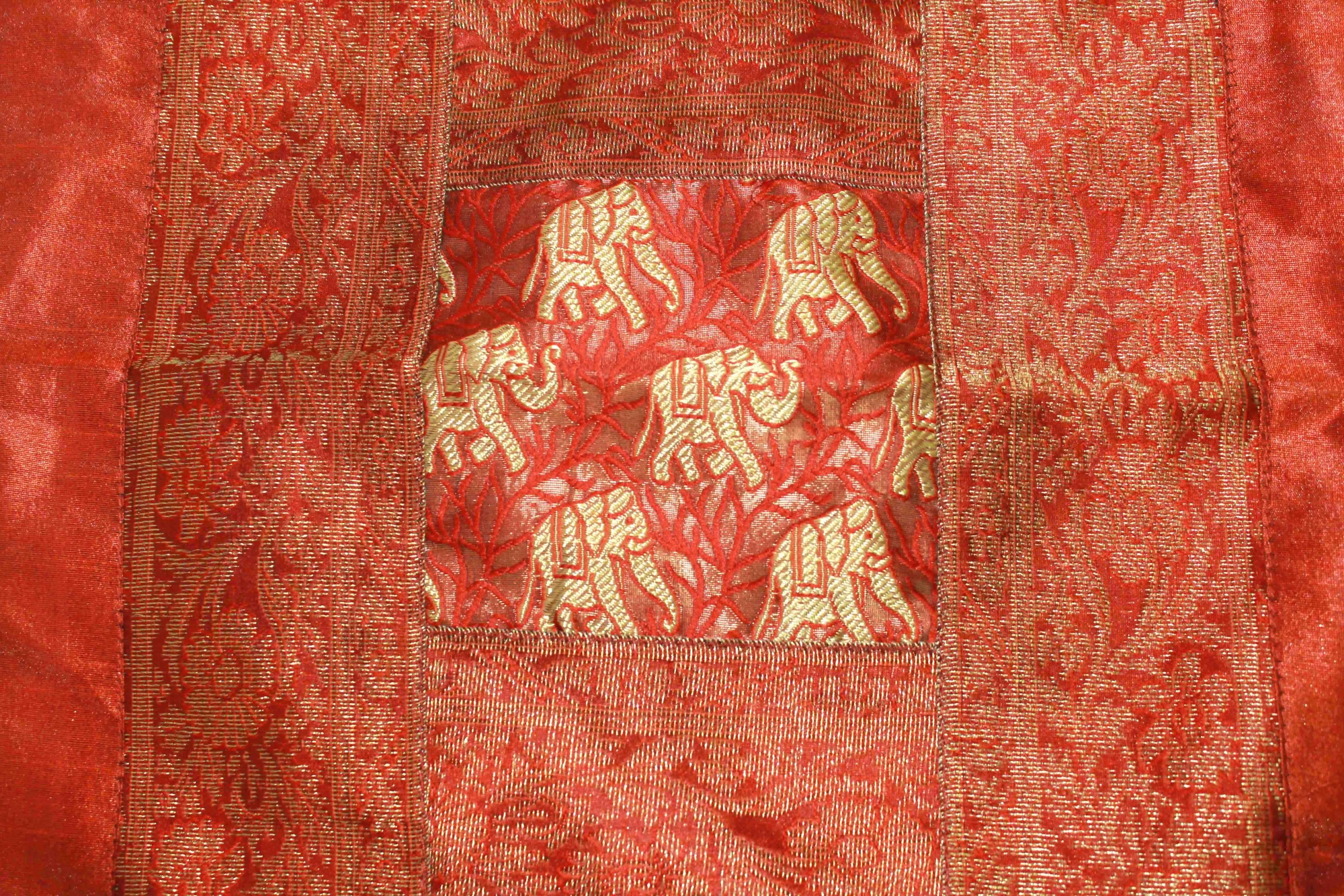 Indian Traditional Silk Golden Thread Work Double Bed Sheet with Two Pillow Covers and Two Cushion covers