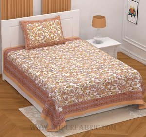 Fantastic Flowers Peach Single Bedsheet