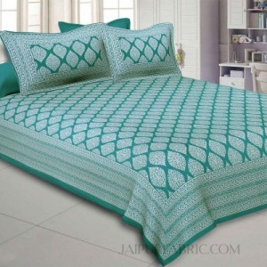 Lahariya Print Green Double Bedsheet