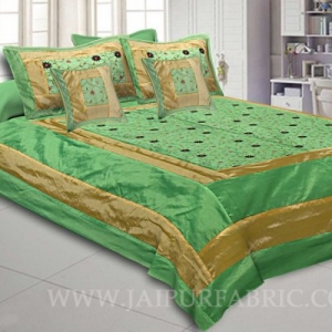 Lush Green Rajwada Silk Double Bedsheet