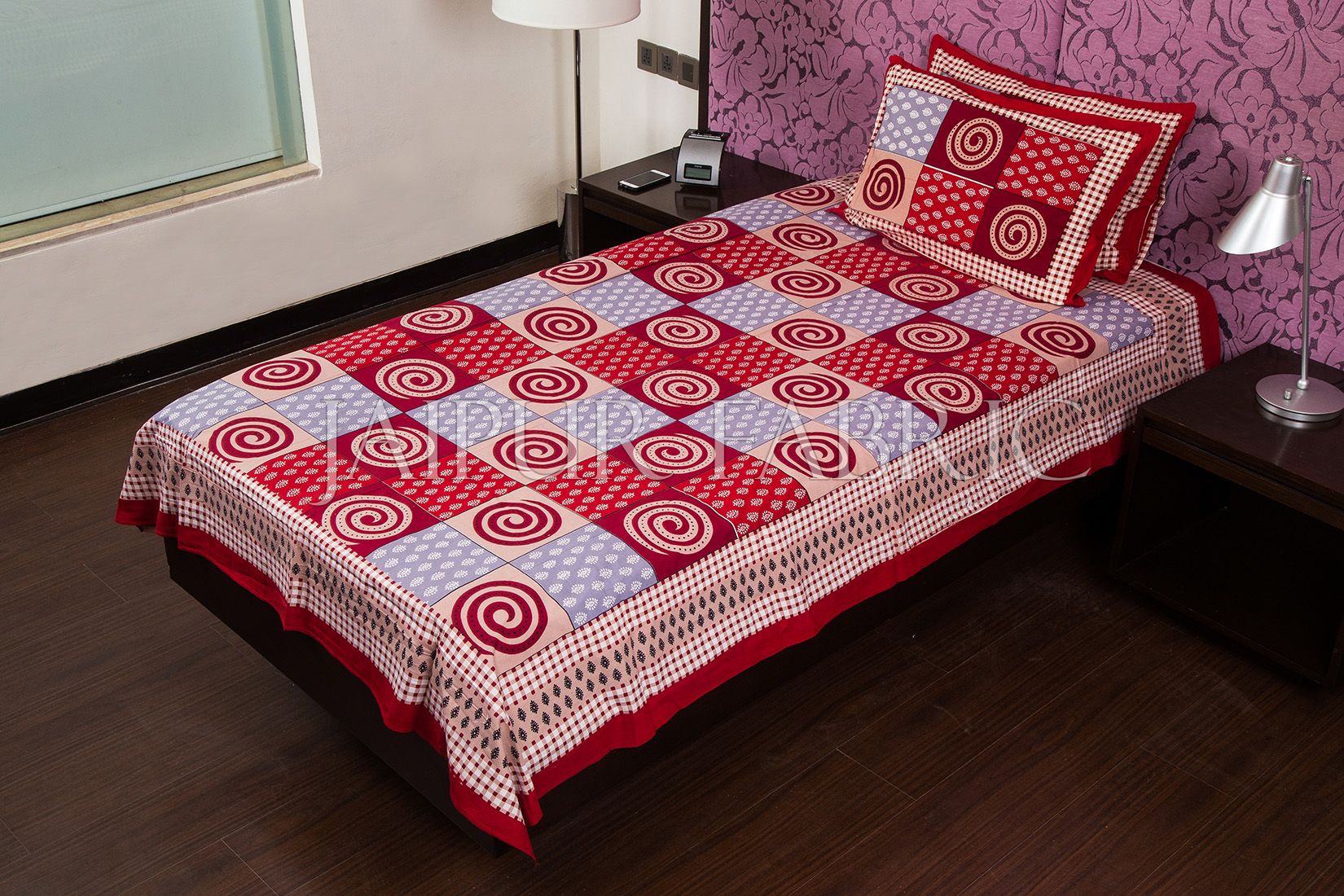 Maroon Base Clay Color Rangoli Print Cotton Single Bed Sheet