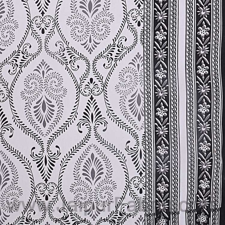 Double Bedsheet Rangoli Print Black Border Fine Cotton