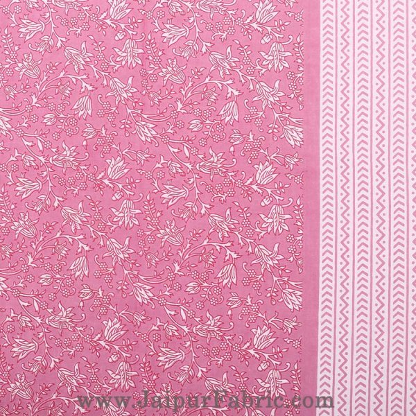 Floral Double Bedsheet Pink base with 2 Pillow Covers