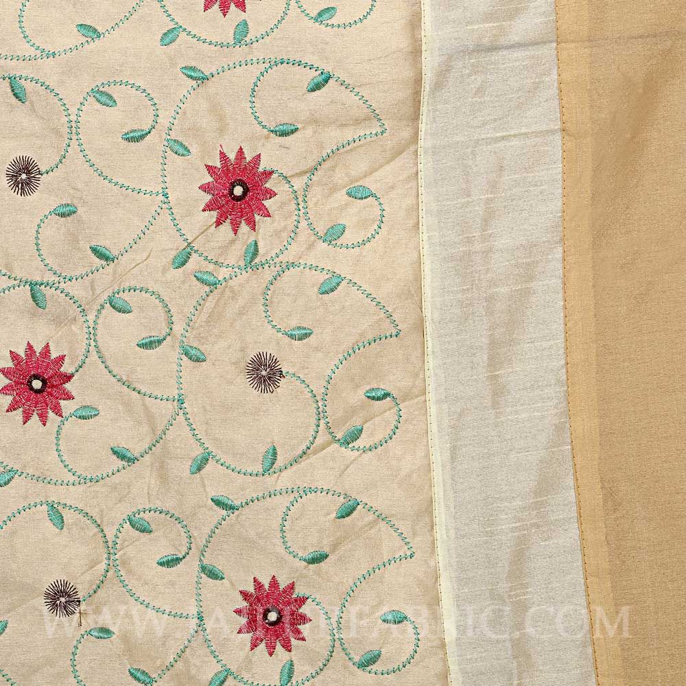 Pearly Ivory Rajwada Silk Double Bedsheet