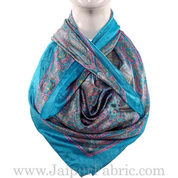 Multi Color Border Leaf And Branches Like Square Women's Hair Scarf