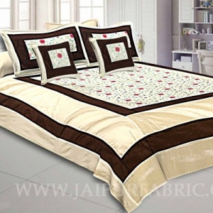 Light Brown Rajwada Silk Double Bedsheet