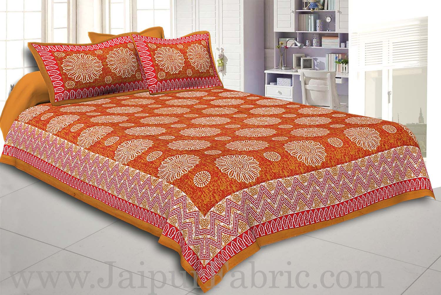 COMBO44- Set of 1 Double Bedsheet and  1 Single Bedsheet With  2+1 Pillow Cover