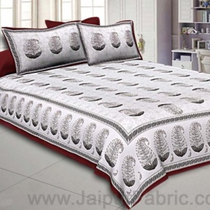 Double bedsheet Coffee Brown Water Plant  Print