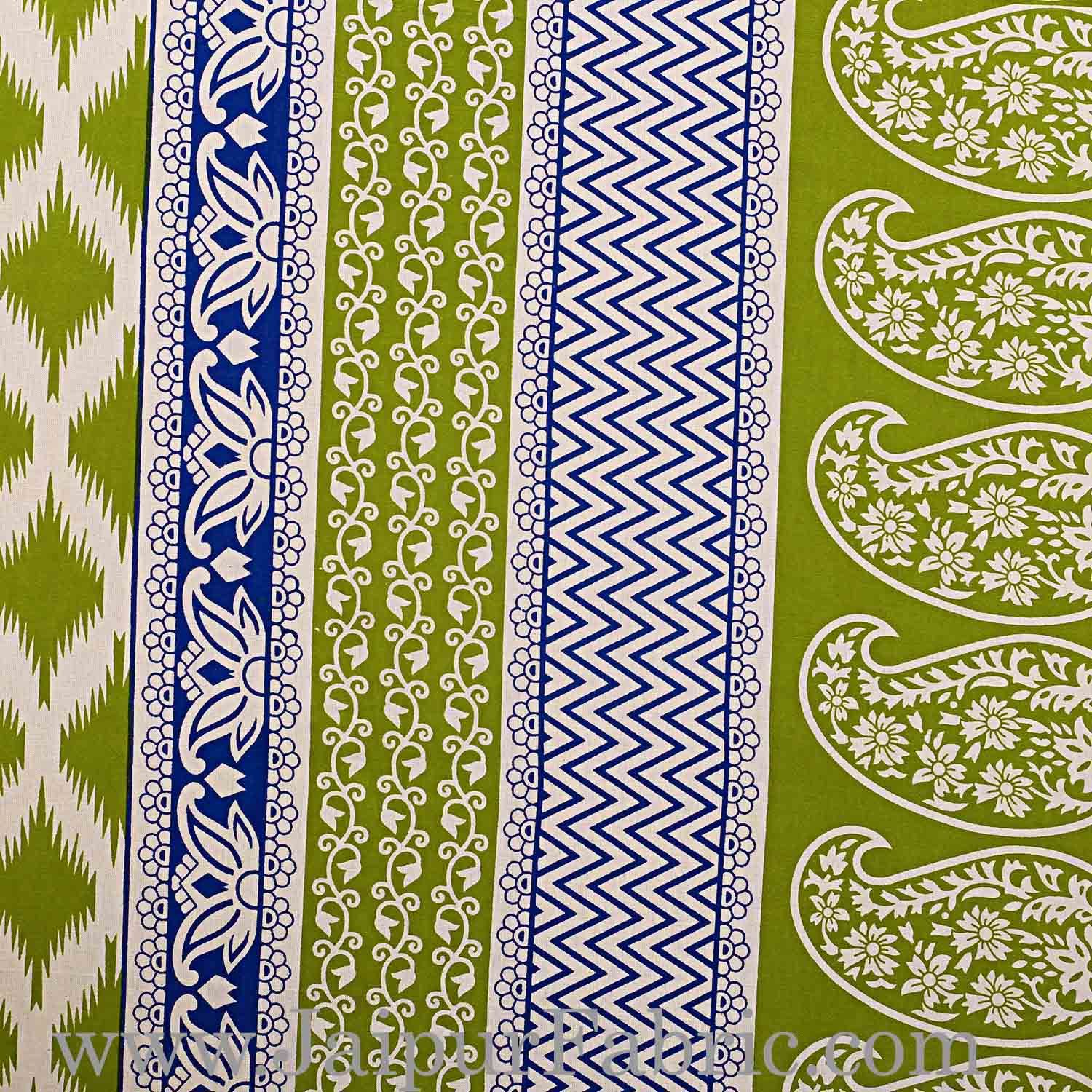 Double Bed Sheet  Green border With paisley Print Fine Cotton