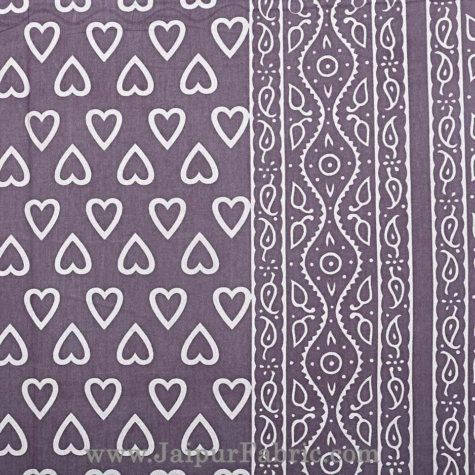 Aura Grey Hearts Double Bedsheet With 2 Pillow covers