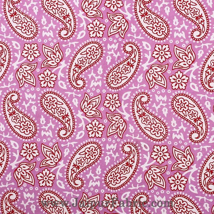 Paisley Double Bedsheet Pink border in super fine cotton with 2 Pillow Covers