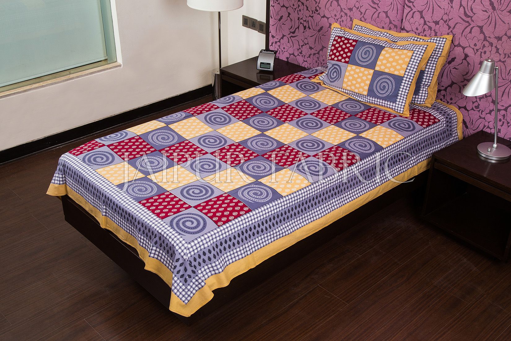 Beige Base Gray Rangoli Print Cotton Single Bed Sheet