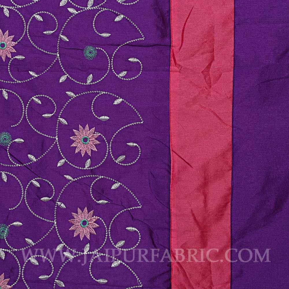 Classy Purple Rajwada Silk Double Bedsheet