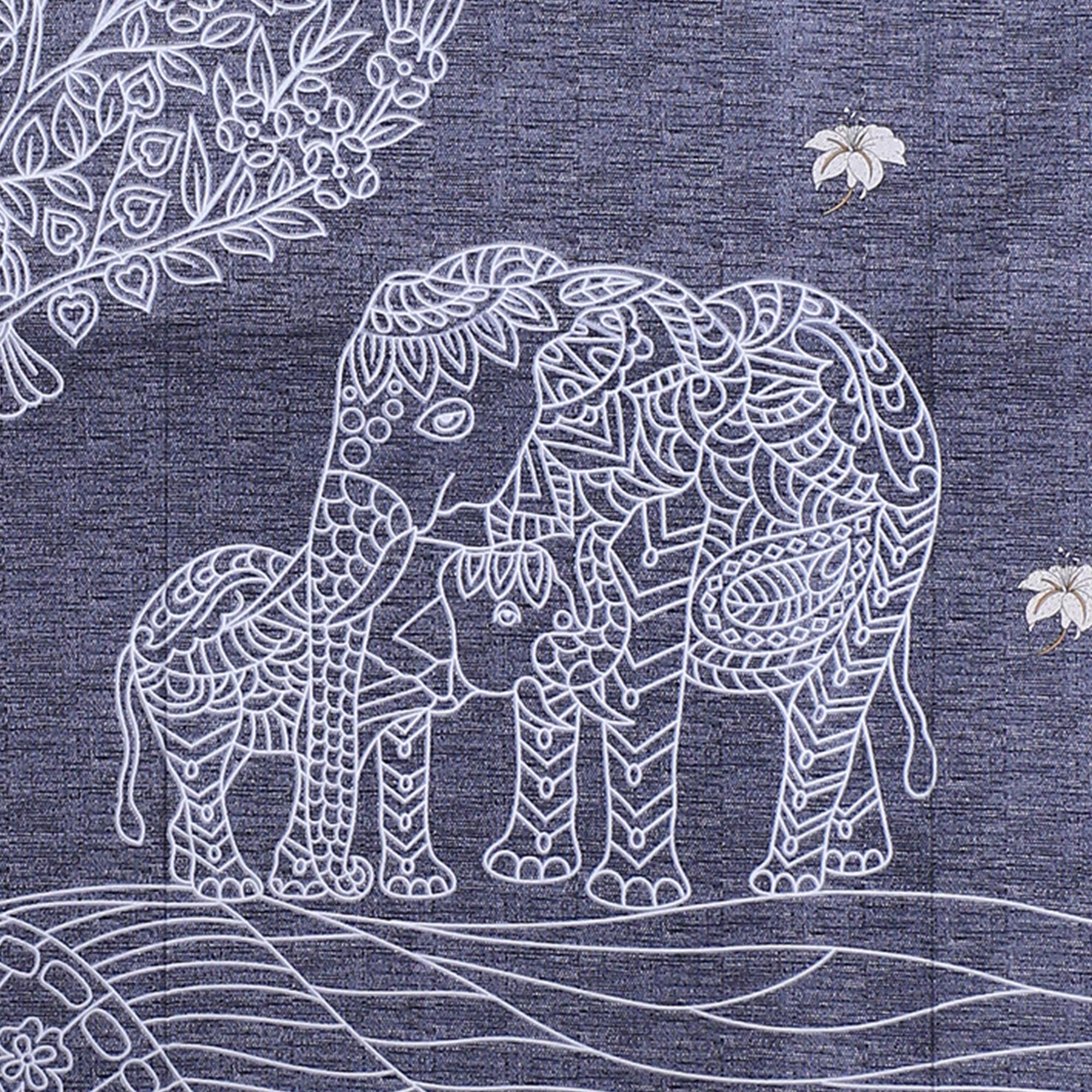 Elephant Love Blue Giza Cotton Double BedSheet