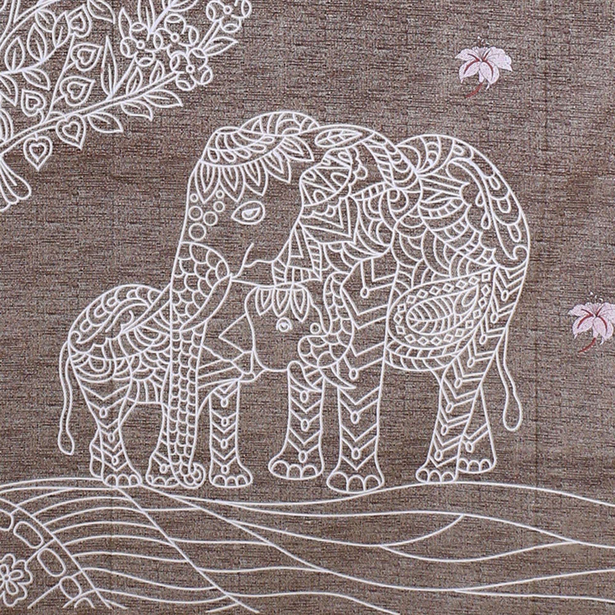 Elephant Love Brown Giza Cotton Double BedSheet