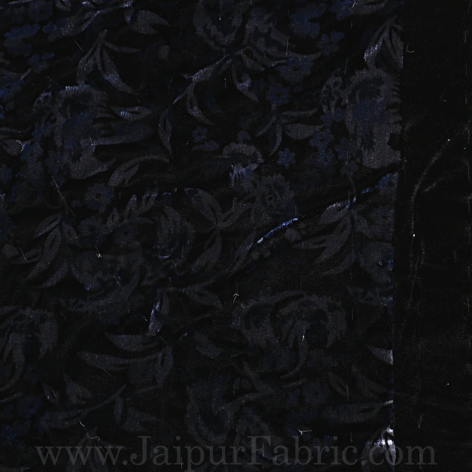 Jaipuri Double Quilt/Rajai  Hand Crafted Black Floral  Print Velvet