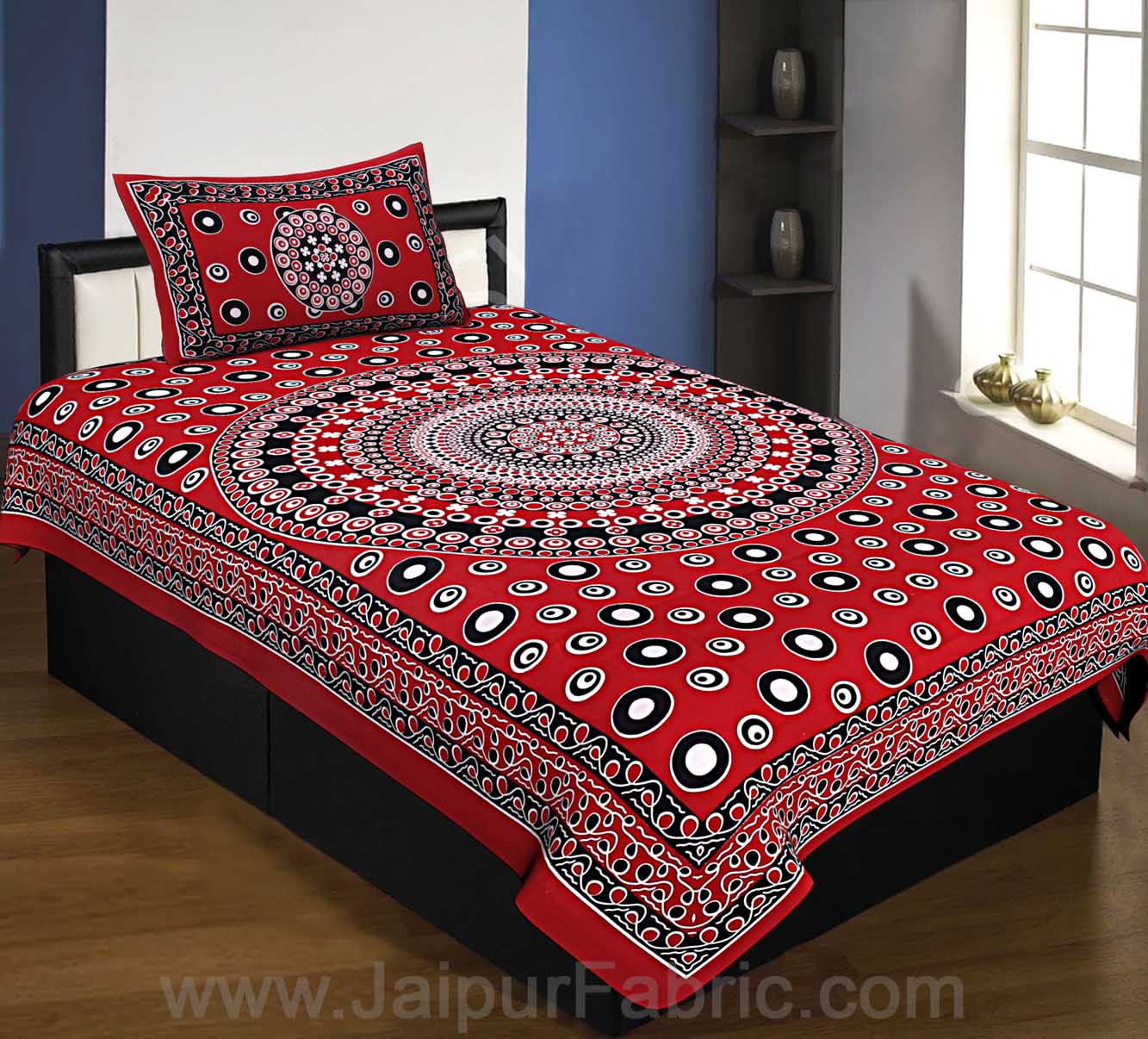 COMBO83- Set of 1 Double Bedsheet and  1 Single Bedsheet With  2+1 Pillow Cover