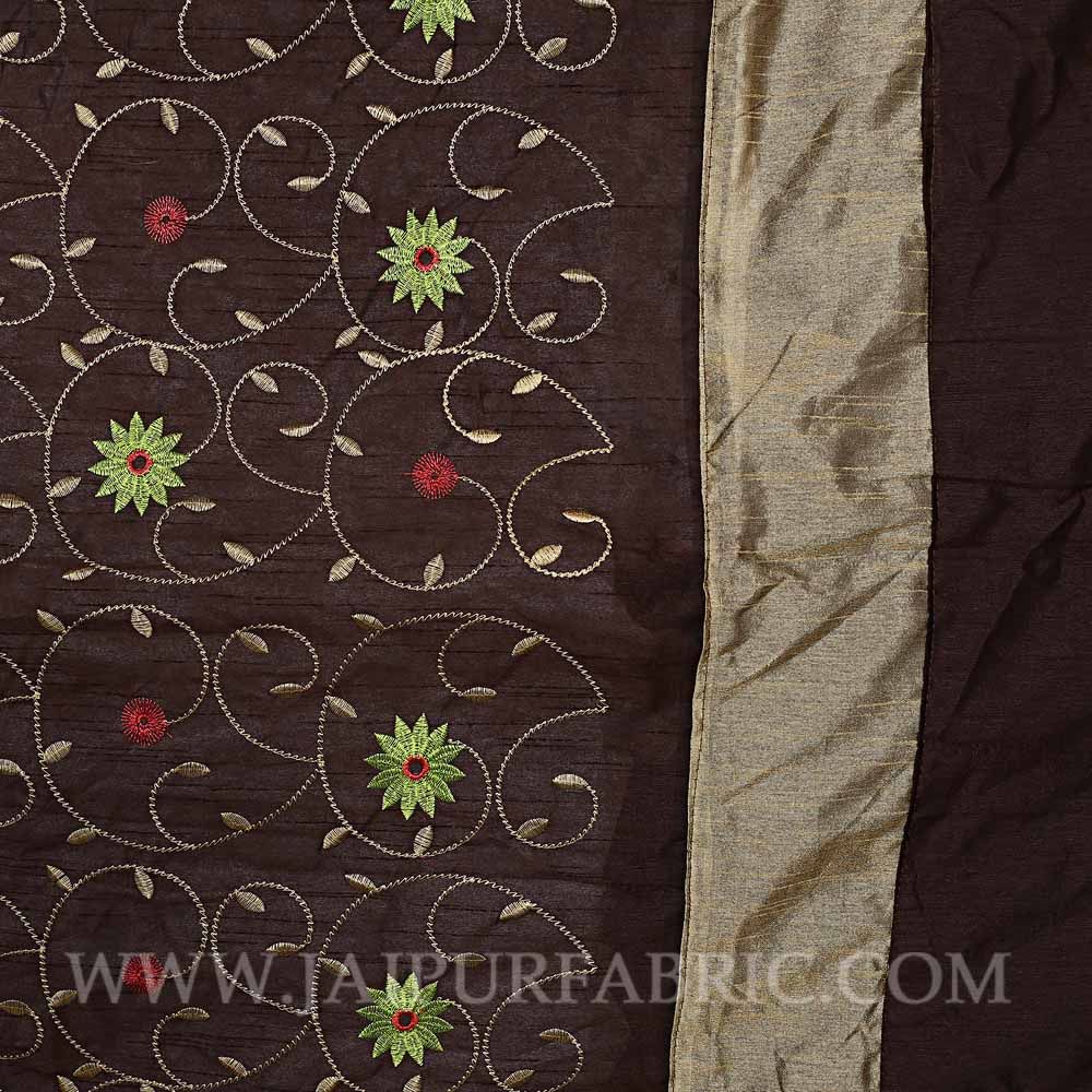 Dark Brown Rajwada Silk Double Bedsheet