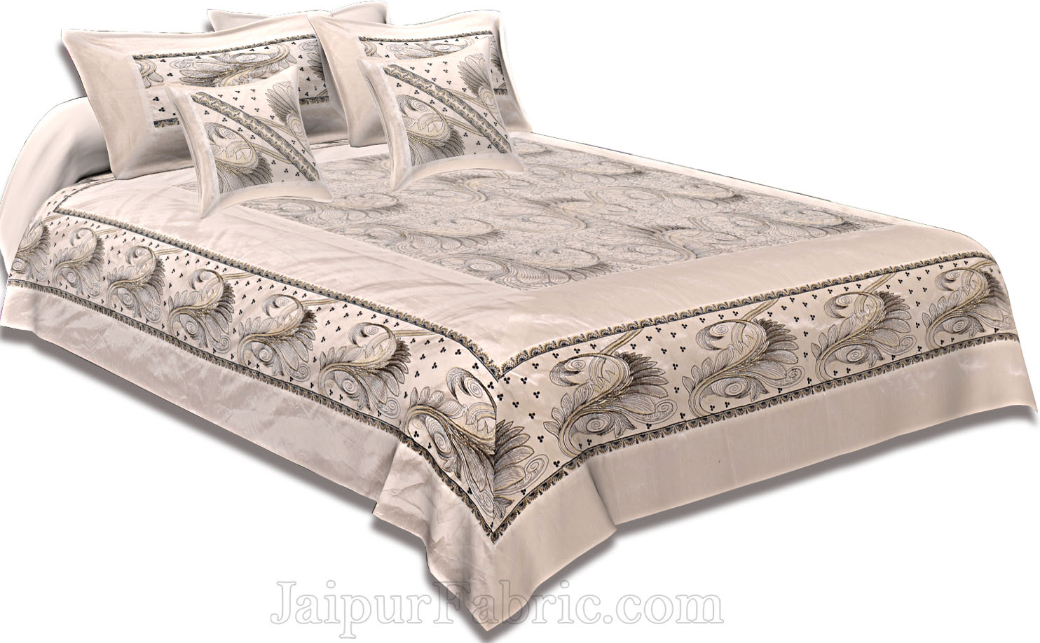 Silk Bed Sheet  White Color With Lace Work Superfine bed cover