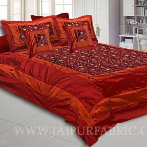 Royal Maroon Rajwada Silk Double Bedsheet