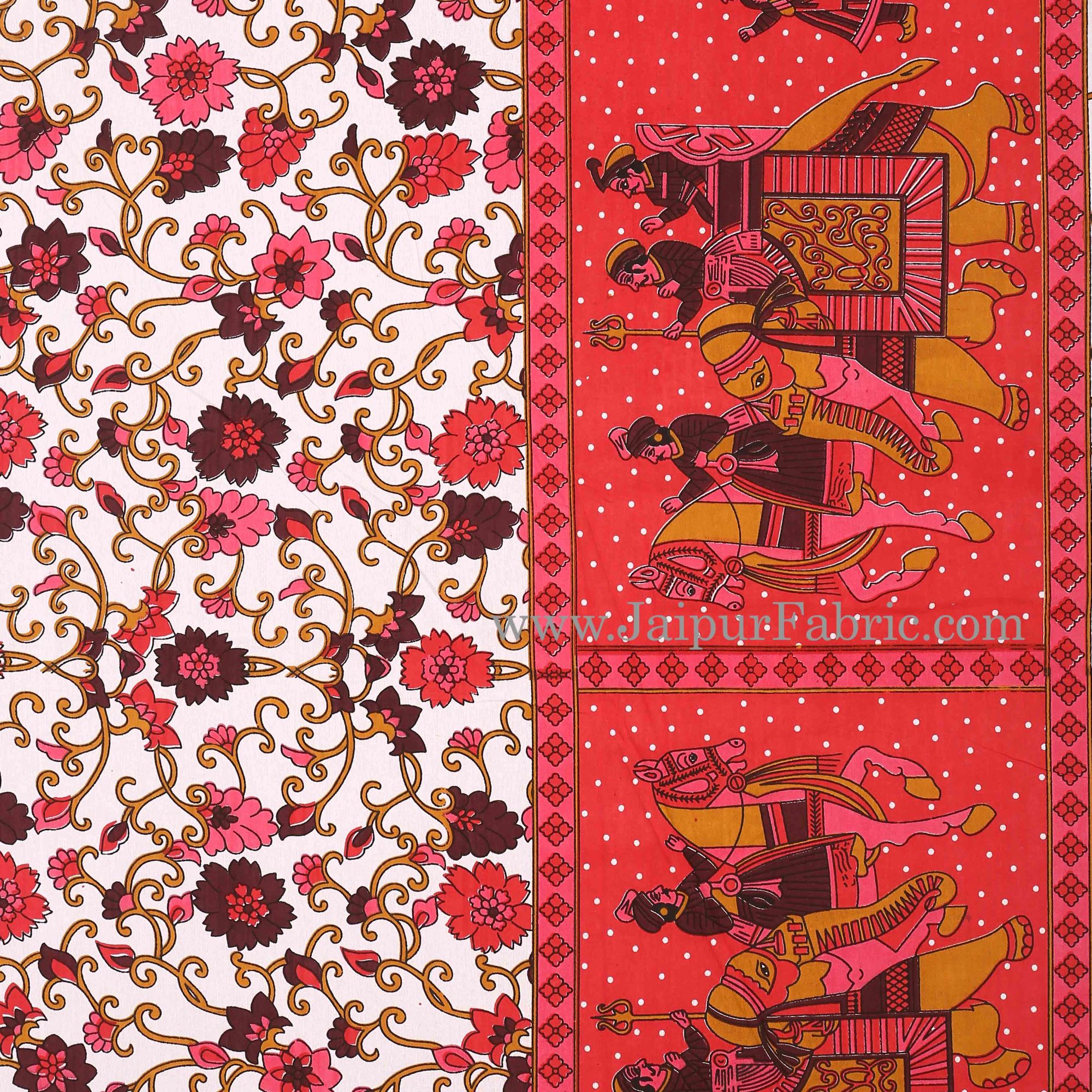 Maroon Gangaur Pattern cotton Double Bed sheet
