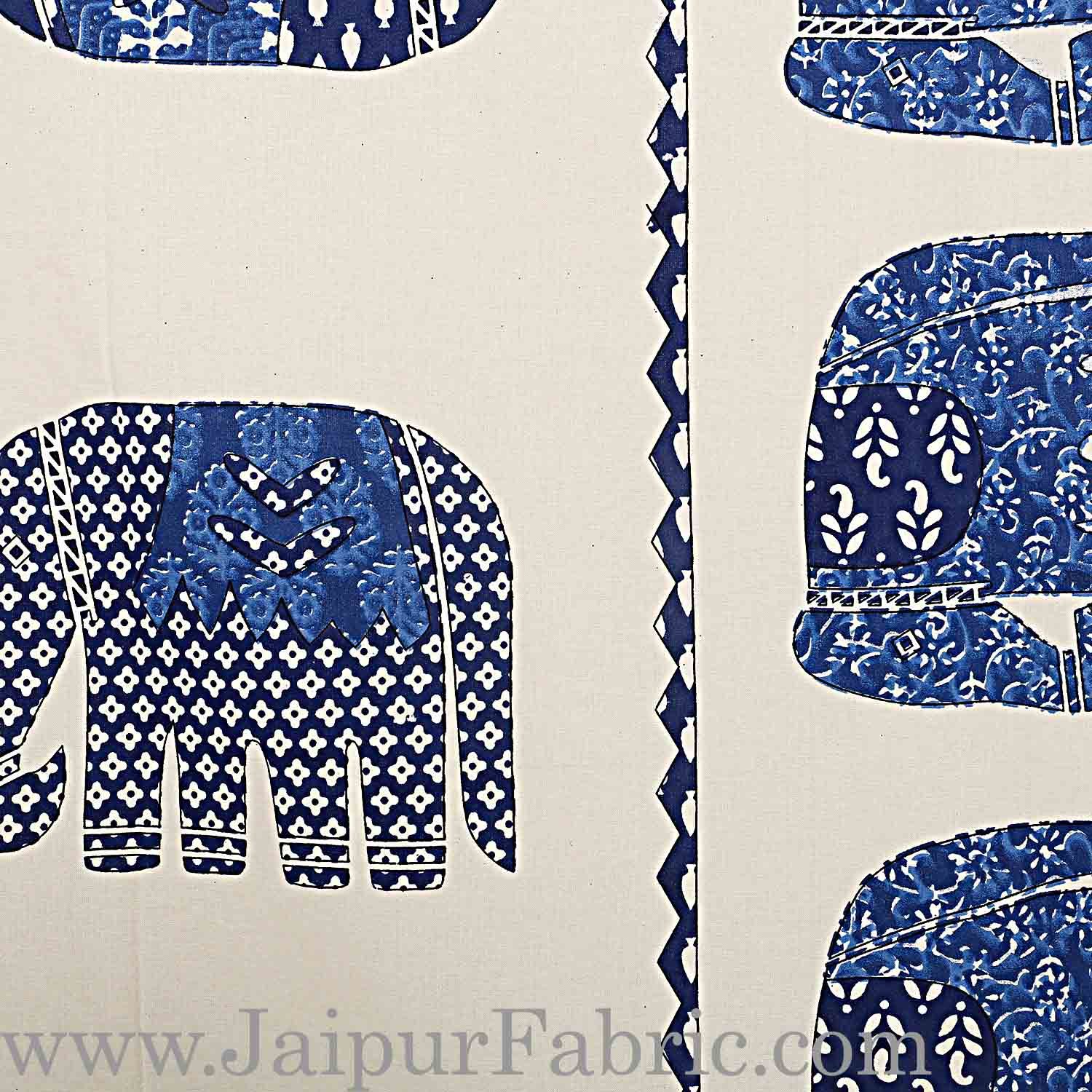 Double Bed Sheet Blue Color Elephant Print With Two Pillow Cover