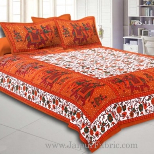 Brown Gangaur Pattern cotton Double Bed sheet
