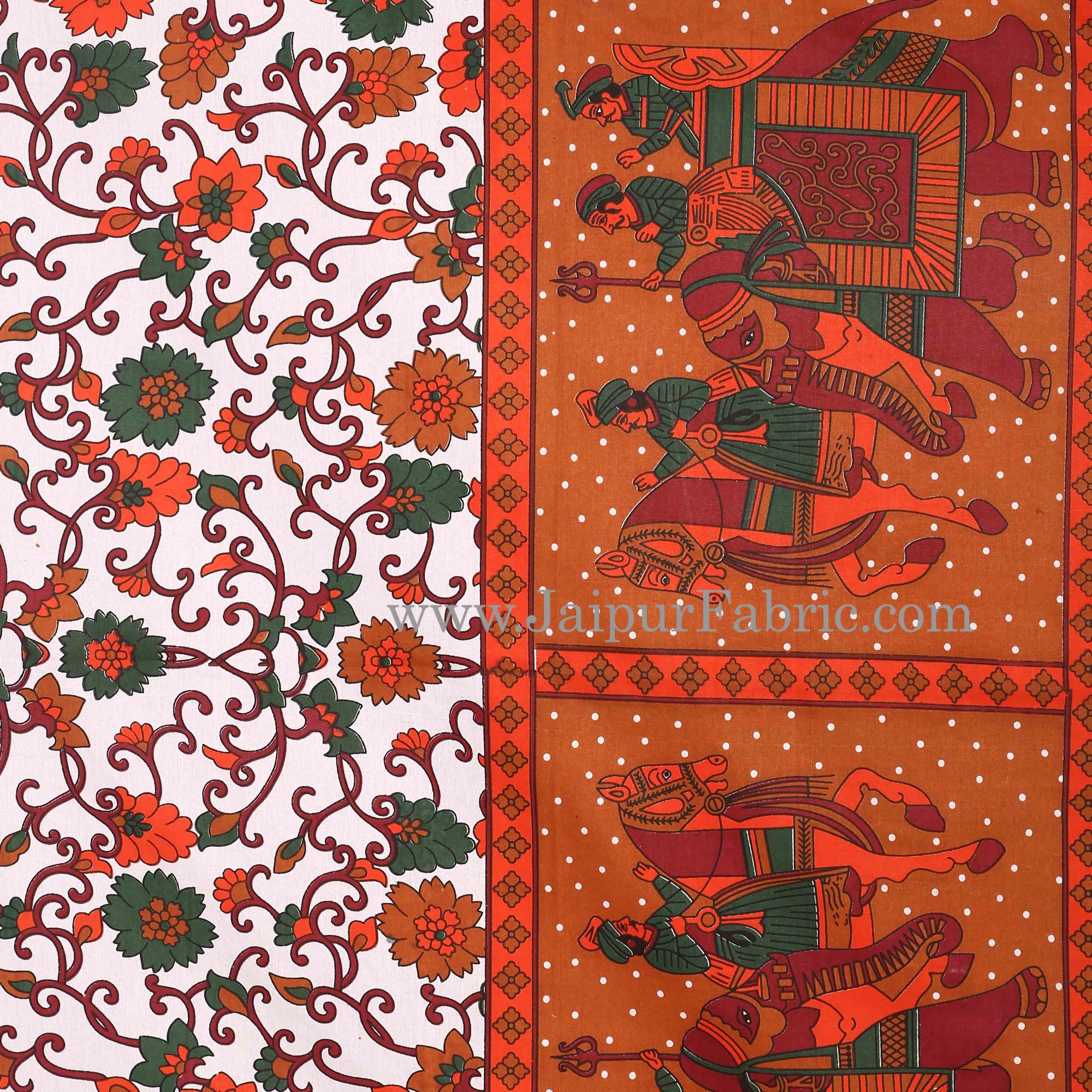 Brown Gangaur Pattern cotton Double Bed sheet