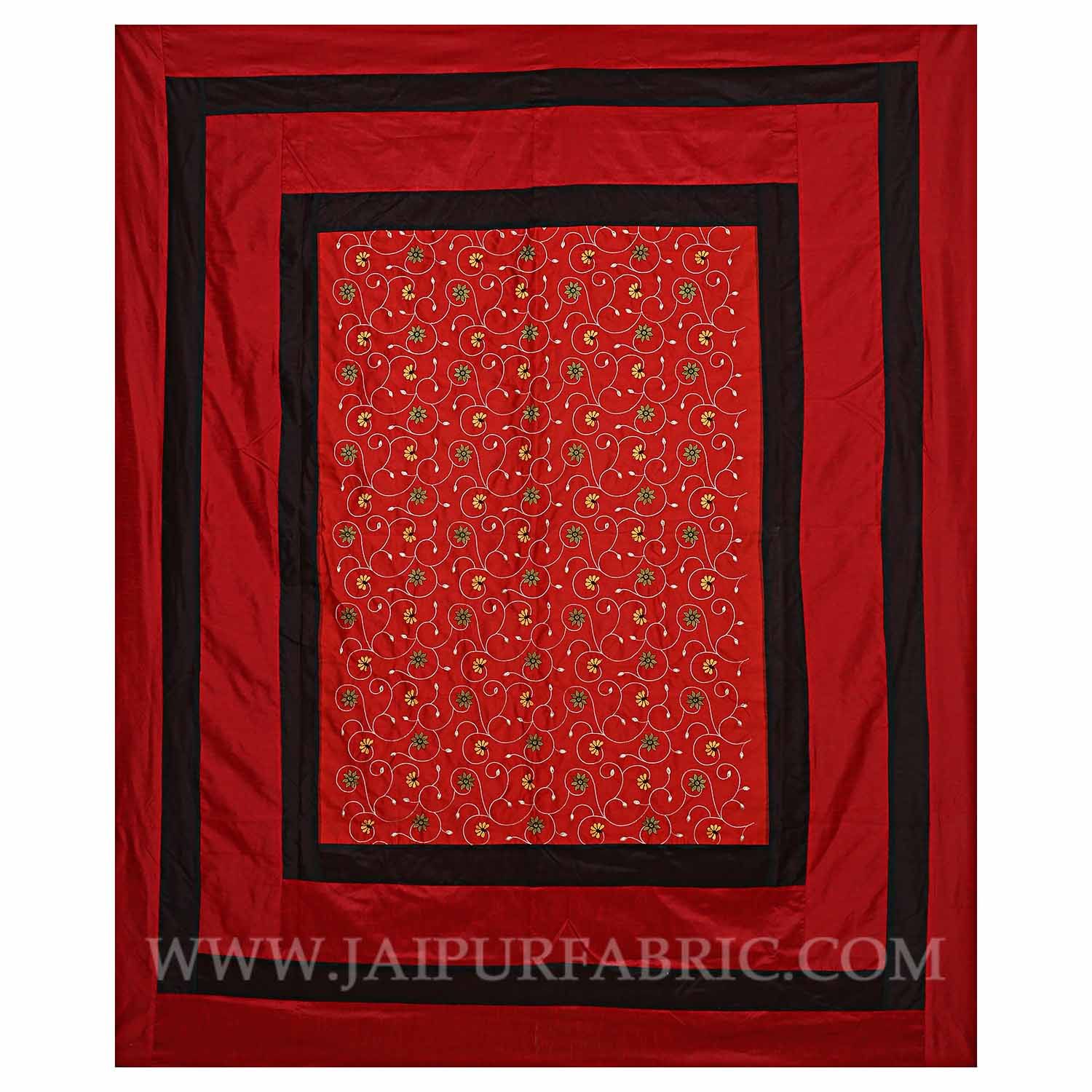 Ruby Red Rajwada Silk Double Bedsheet