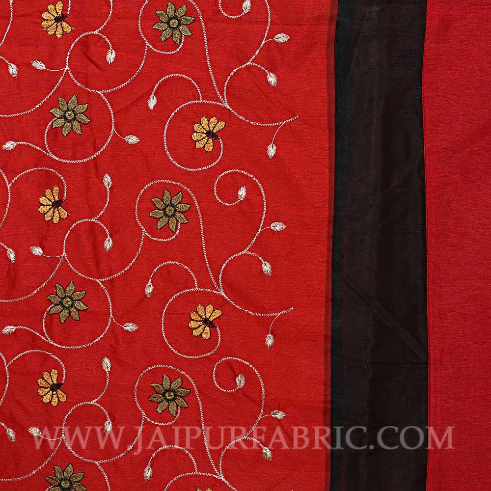 Ruby Red Rajwada Silk Double Bedsheet
