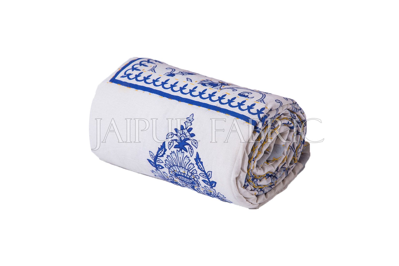 Blue Jaipuri Print Cotton AC Quilt Single Bed Quilt