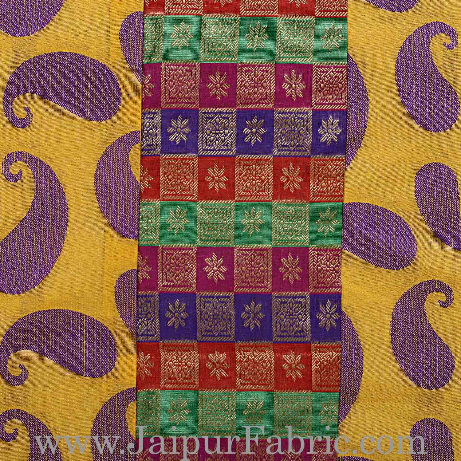 Yellow Base Small Paisley Print Cushion Cover