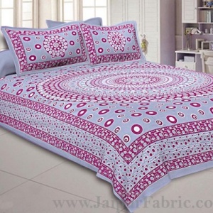 Double Bedsheet Gray Color  Rangoli Pattern Smooth Touch With 2 Pillow Cover