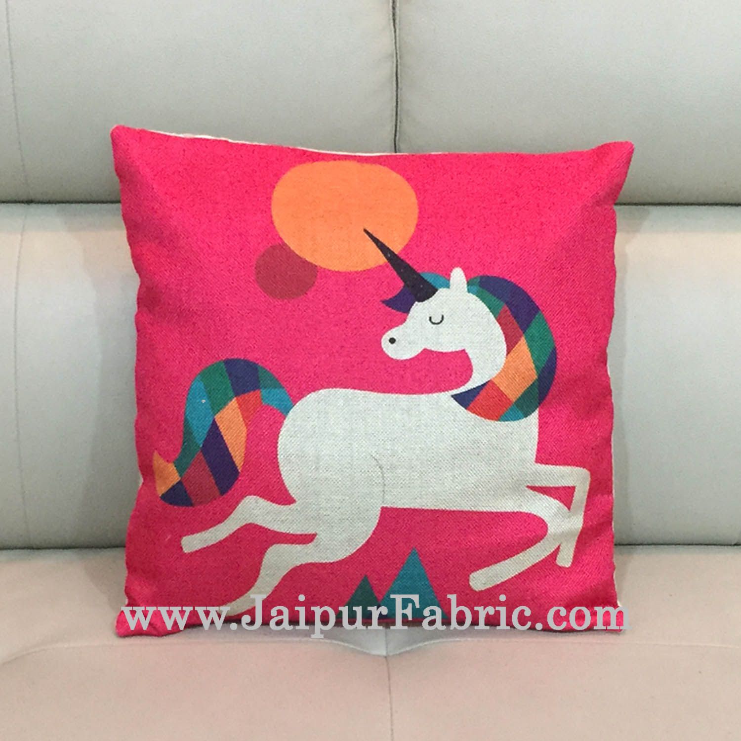 Jute Cushion Cover Digital Unicorn