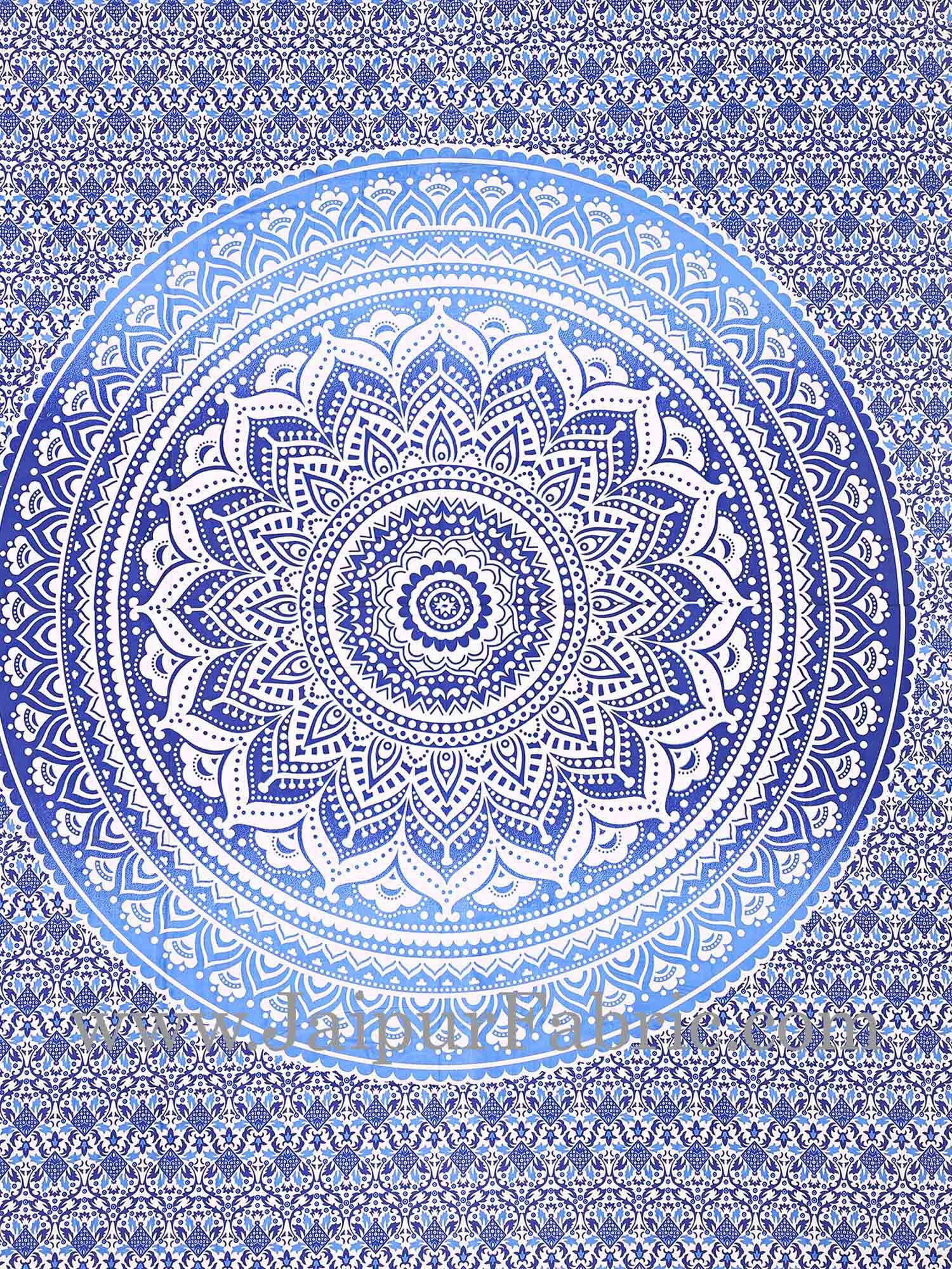 Blue shades Mandala tapestry wall hanging and beach throw