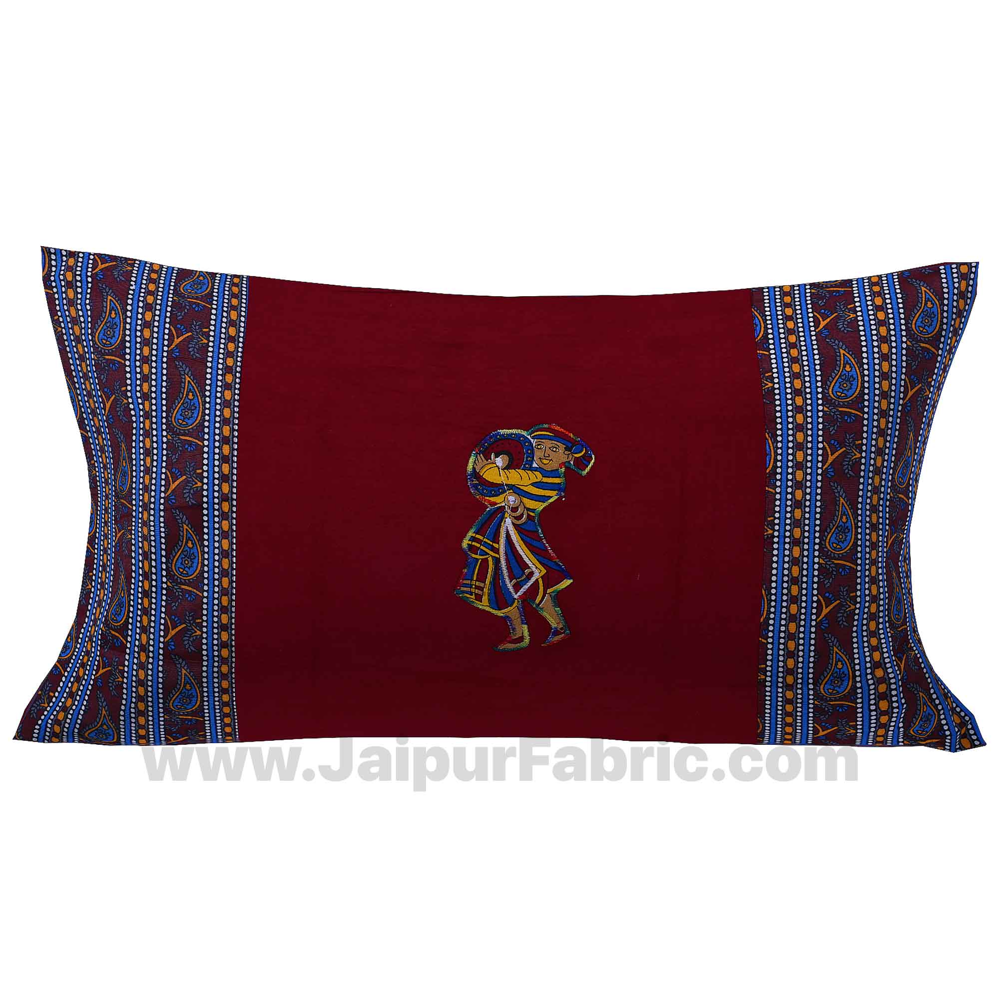 Applique Maroon Chang Dance Jaipuri  Hand Made Embroidery Patch Work Single Bedsheet