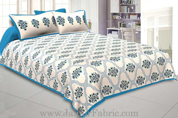 King Size Bedsheet Fine Cotton Circle Floral Print With Two Pillow Cover