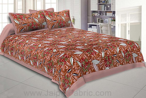 Brown Flowery Double Bedsheet