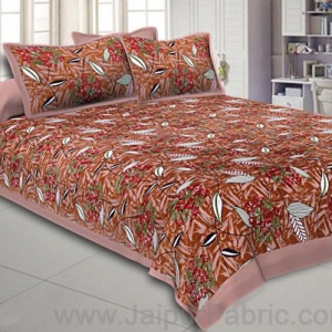 Brown Flowery Double Bedsheet