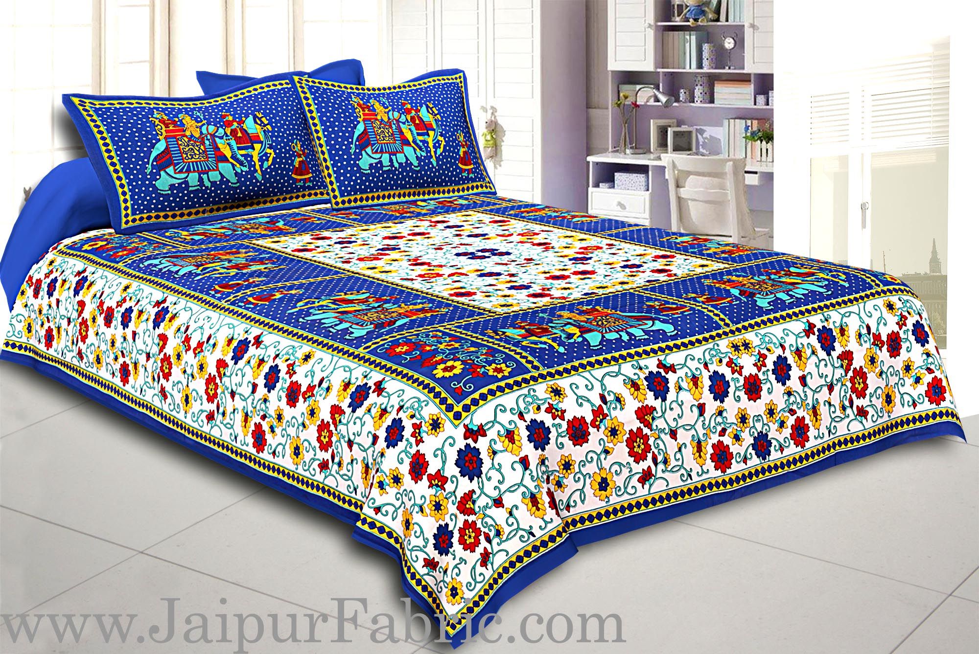 COMBO71- Set of 1 Double Bedsheet and  1 Single Bedsheet With  2+1 Pillow Cover