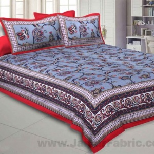 Traditional Dazzler Steel Blue Double Bedsheet
