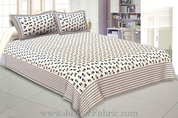 King Size Bedsheet Fine Cotton Small Floral Print With Two Pillow Cover