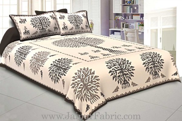 Double Bedsheet Tree Pattern In Row With Two Pillow Cover
