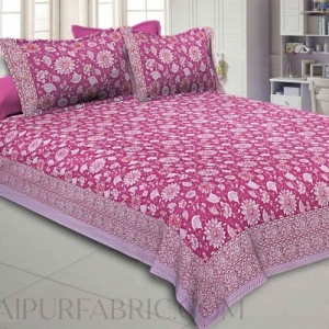Pink Floral Flavor King Size Bedsheet