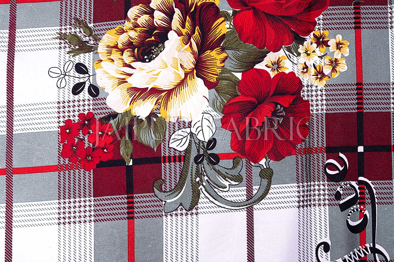 Checkered Base Floral Print Single Bed Sheet