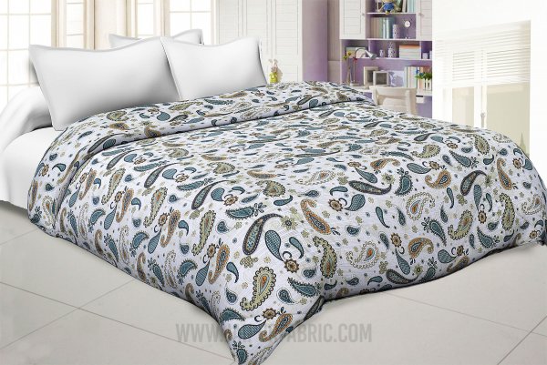 Paisley Blueish Grey Double Bed Comforter