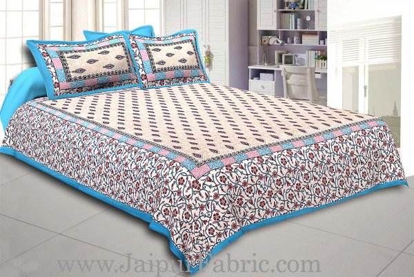 Firozi  Border with broad jaal pattern cotton double bedsheet