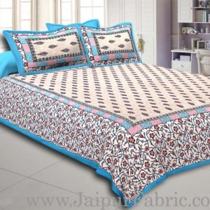 Firozi  Border with broad jaal pattern cotton double bedsheet