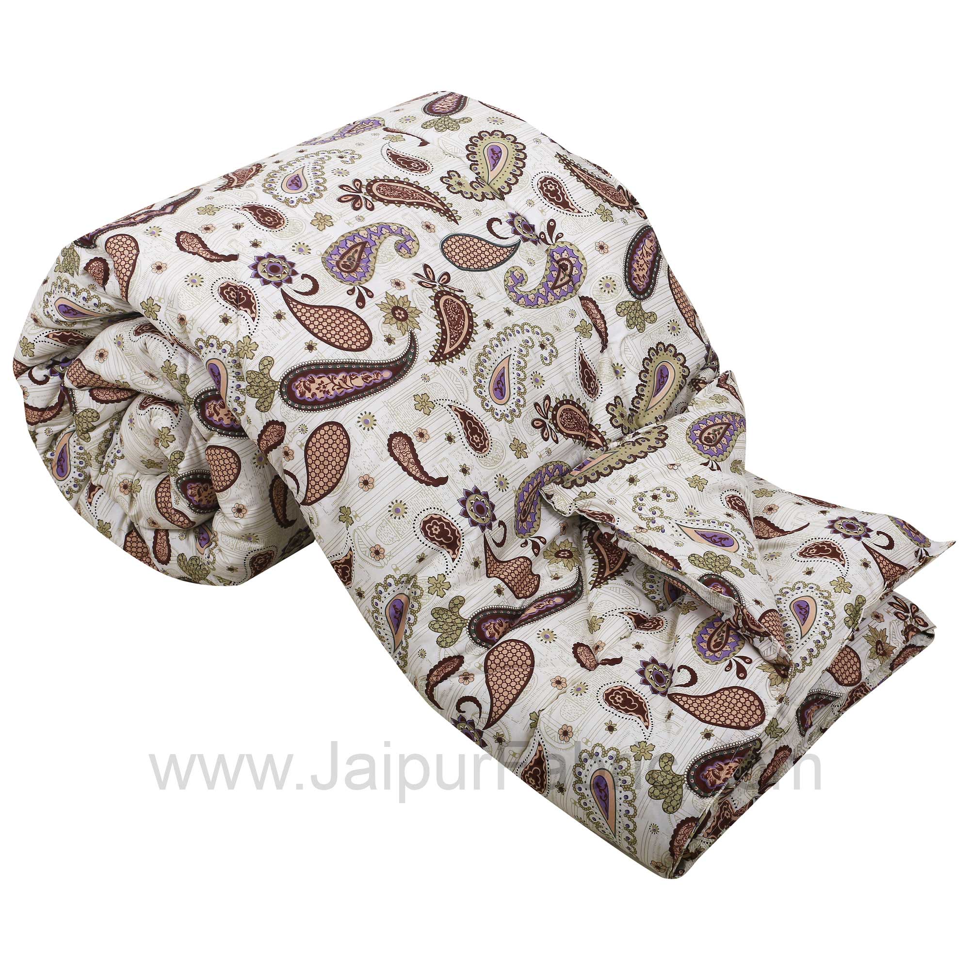 Paisley Creamish Pink Double Bed Comforter